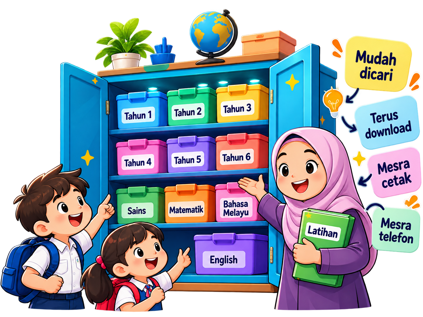 Almari latihan bersama guru dan murid